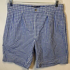 Polo Ralph‎ Lauren Chino Shorts Mens 36 Blue Checkered Preppy Classic 9"